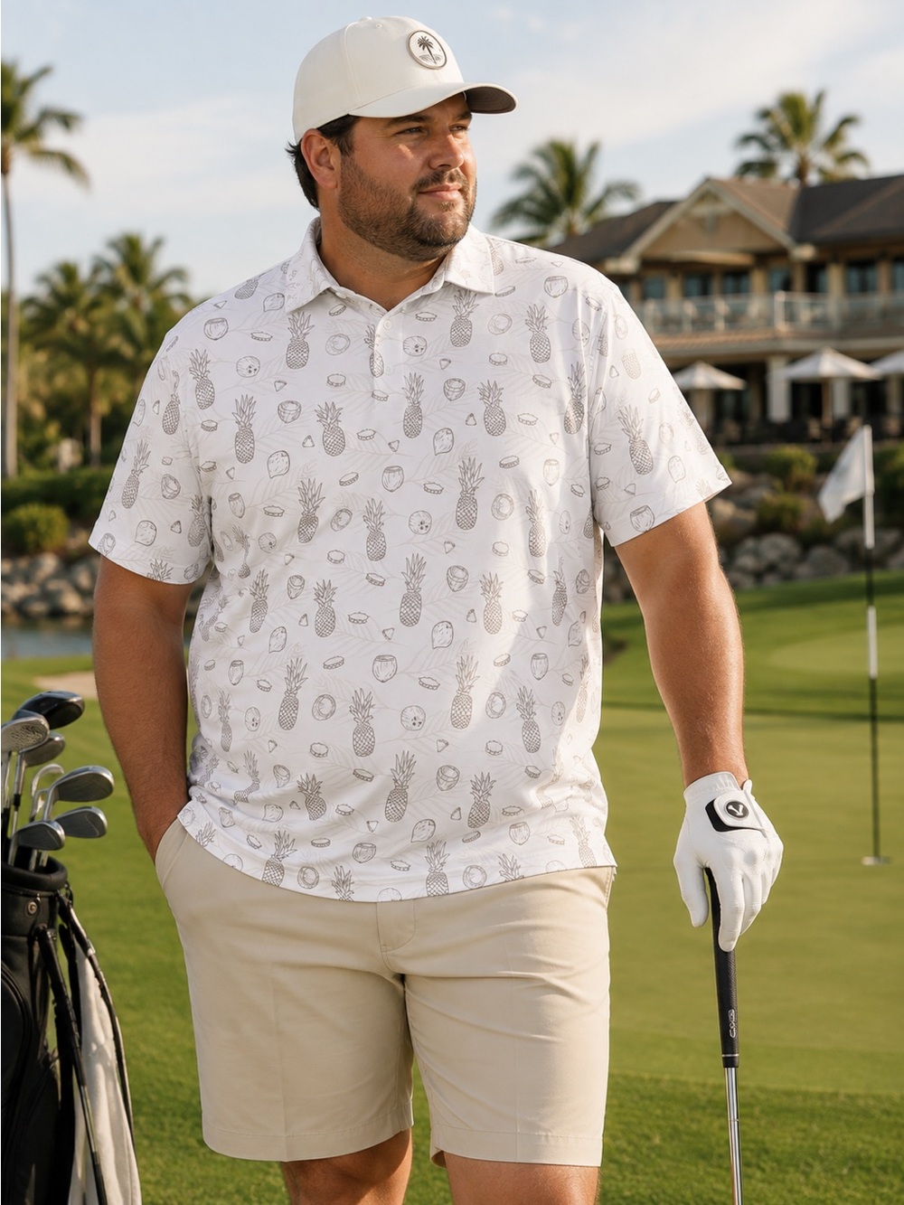 Yatta Golf Men’s 3XL Piña Colada Performance Polo NWT Tropical Pineapple